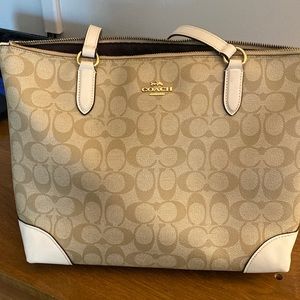 Coach Beige and White bag